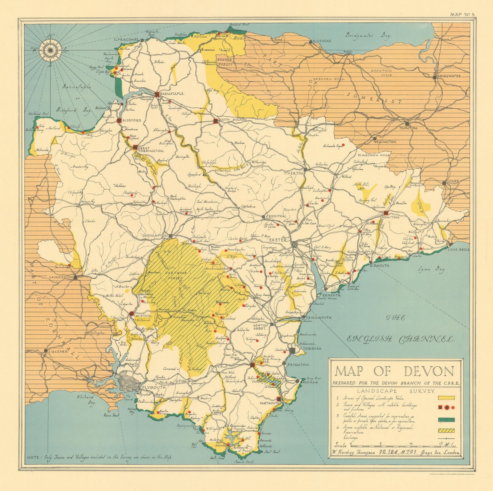 Devon Landscape Survey for CPRE by William Harding Thompson 1932 old map